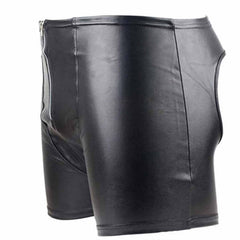 Pantalones cortos de cuero de piel de cordero auténtica para hombre, sin espalda, abiertos por detrás, estilo gay