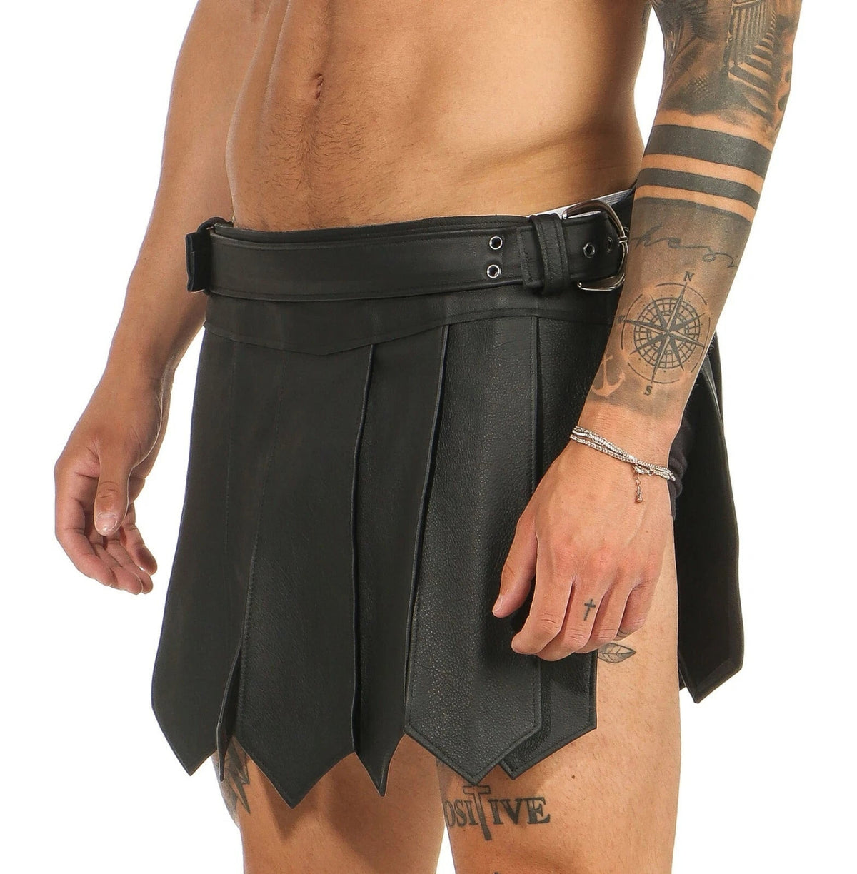 Faja gótica de piel auténtica negra para hombre, diseño de gladiador romano con hebillas, para LARP