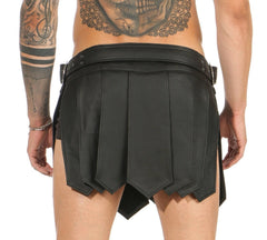 Faja gótica de piel auténtica negra para hombre, diseño de gladiador romano con hebillas, para LARP