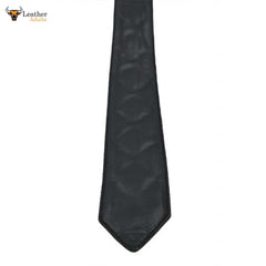 New Men's Genuine 100% Sheep Leather Quilted Tie with black contrast