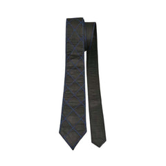 New Men's Genuine 100% Sheep Leather Quilted Tie with blue contrast