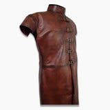 Pedro Brown Leather Medieval Trench Coat Costume