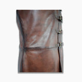 Pedro Brown Leather Medieval Trench Coat Costume