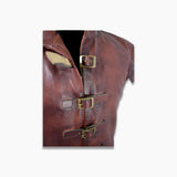 Pedro Brown Leather Medieval Trench Coat Costume