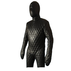 Black quilted bodysuit on a white background
