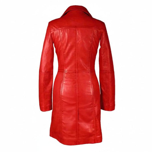 Abrigo estilo gabardina gótico Steampunk para mujer de BEAUTIFUL PIEL DE CORDERO ROJA T16
