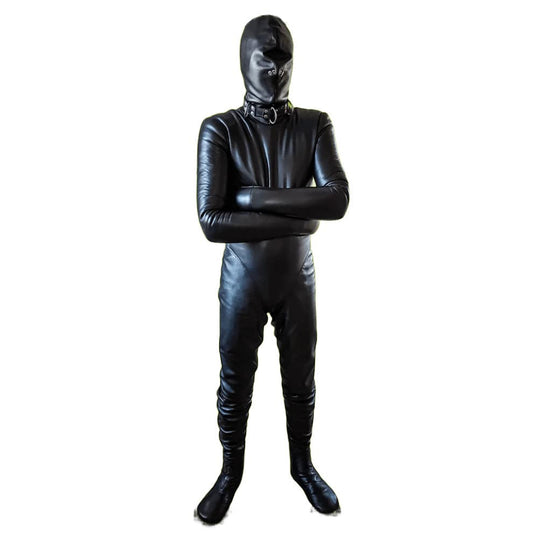 Mono de bondage con camisa de fuerza