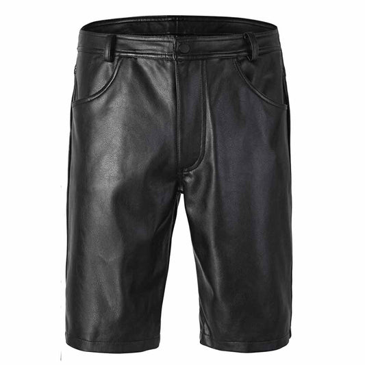SHORT BERMUDA NEGRO DE MUJER 100% CUERO GENUINO con Cinco Bolsillos