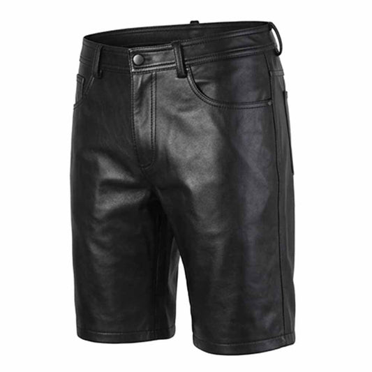 SHORT BERMUDA NEGRO DE MUJER 100% CUERO GENUINO con Cinco Bolsillos