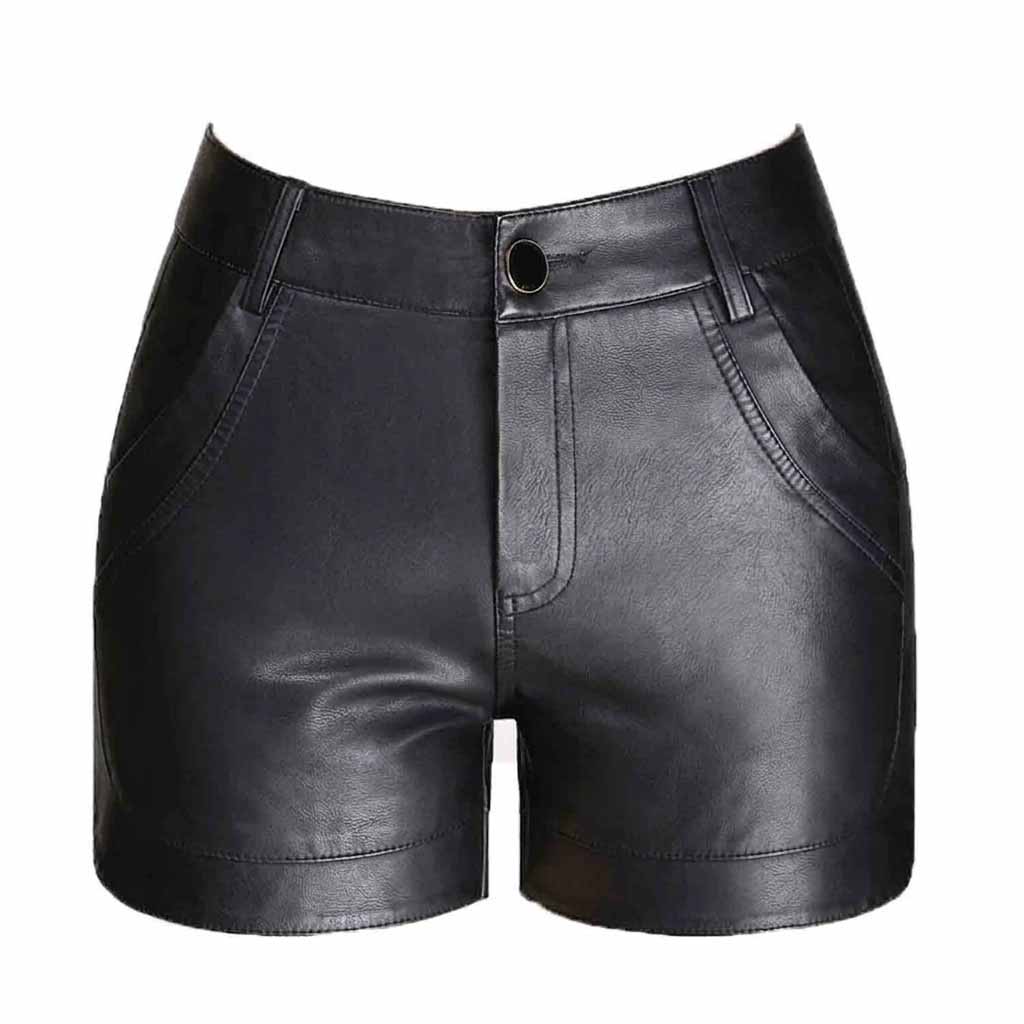 Pantalones cortos de cuero para mujer Pantalones cortos de cuero suave 100% piel de cordero genuina para mujer