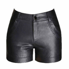 Pantalones cortos de cuero para mujer Pantalones cortos de cuero suave 100% piel de cordero genuina para mujer