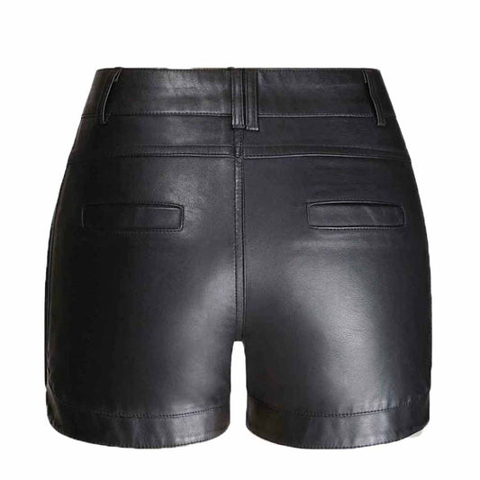Pantalones cortos de cuero para mujer Pantalones cortos de cuero suave 100% piel de cordero genuina para mujer