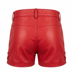 Pantalones Cortos Rojos SEXY de Piel 100% AUTÉNTICA para Mujer Con Dos Bolsillos