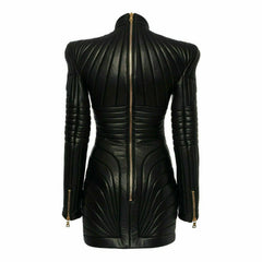 Gabardina de cuero negra para mujer, estilo Steampunk, gótica, PUNK, victoriana, abrigo, chaqueta