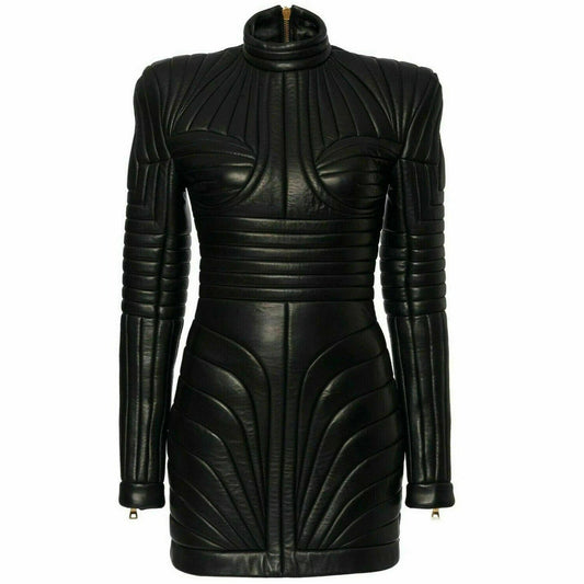 Gabardina de cuero negra para mujer, estilo Steampunk, gótica, PUNK, victoriana, abrigo, chaqueta