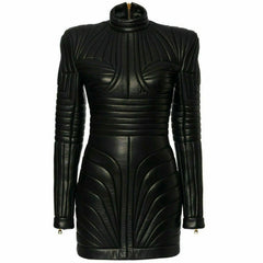 Gabardina de cuero negra para mujer, estilo Steampunk, gótica, PUNK, victoriana, abrigo, chaqueta