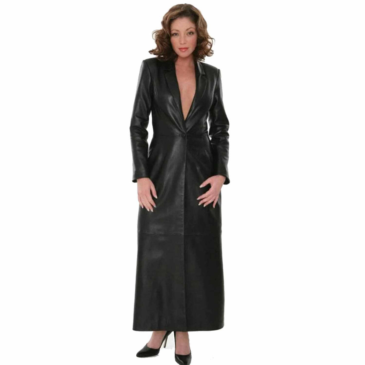 Abrigo Trench Gótico Steampunk Hecho a Mano de Piel de Cordero Auténtica para Mujer