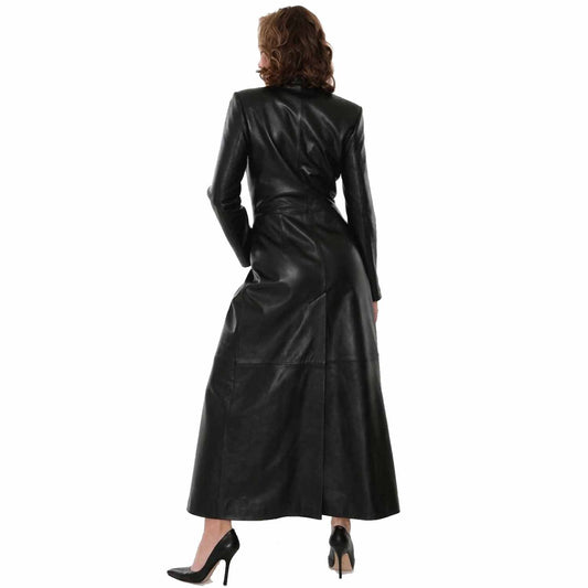 Abrigo Trench Gótico Steampunk Hecho a Mano de Piel de Cordero Auténtica para Mujer
