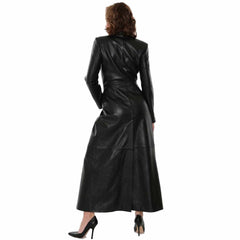 Abrigo Trench Gótico Steampunk Hecho a Mano de Piel de Cordero Auténtica para Mujer