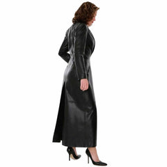 Abrigo Trench Gótico Steampunk Hecho a Mano de Piel de Cordero Auténtica para Mujer
