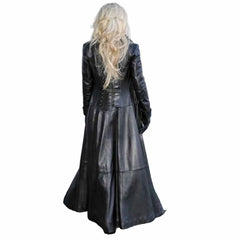 Abrigo/Chaqueta Gótico Steampunk Matrix de Piel Napa Auténtica Negra para Mujer