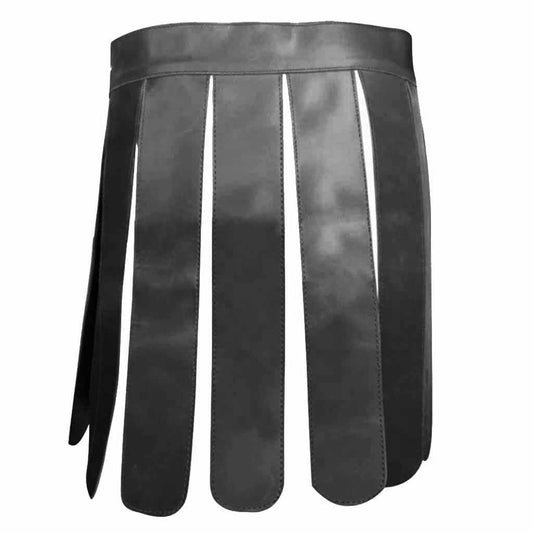 Kilt de cuero auténtico negro para hombre, disfraz de gladiador, kilts de LARP