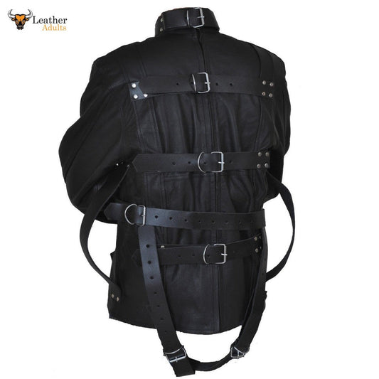 CAMISA DE FUERZA DE CUERO AUTÉNTICO RESISTENTE DE RECTA BONDAGE