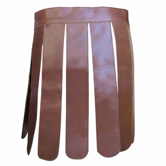 Falda escocesa de cuero auténtico marrón para hombre, disfraz de gladiador, faldas escocesas de LARP
