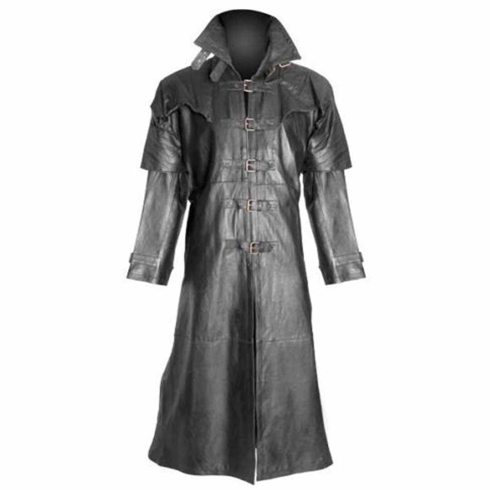 Abrigo largo gótico Steampunk de CUERO DE CORDERO puro para hombre gótico Van Helsing Matrix