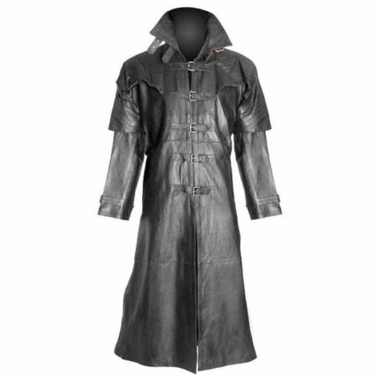 Abrigo largo gótico Steampunk de CUERO DE CORDERO puro para hombre gótico Van Helsing Matrix