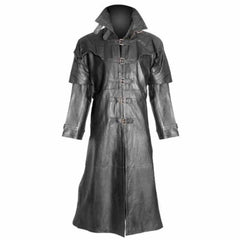 Abrigo largo gótico Steampunk de CUERO DE CORDERO puro para hombre gótico Van Helsing Matrix