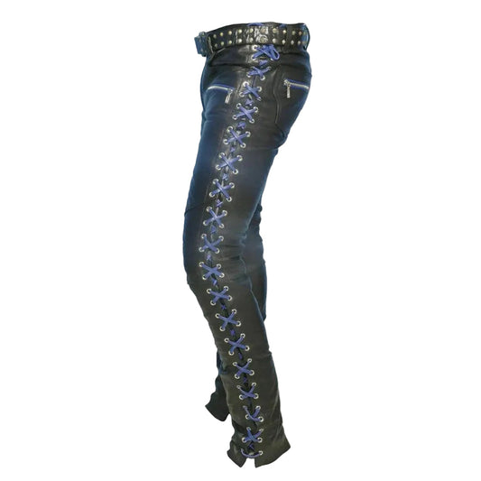 Pantalones de cuero de vaca auténtico para hombre, estilo punk, jeans, pantalones, pantalones BLUF, pantalones de motorista