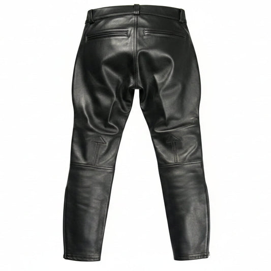 Pantalones de cuero genuino de vaca BLUF para hombre, pantalones vaqueros de motorista, pantalones Leder