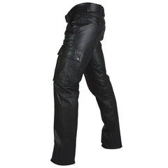 Pantalones Cargo de Cuero Genuino para Hombre Pantalones de Motorista de Cuero