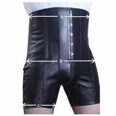 Pantalones cortos tipo corsé de cuero para hombre, de talle alto y con ballenas de acero