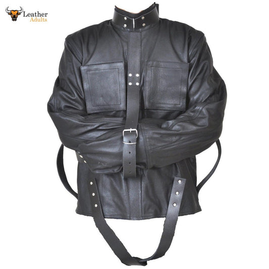 CAMISA DE FUERZA DE CUERO AUTÉNTICO RESISTENTE DE RECTA BONDAGE