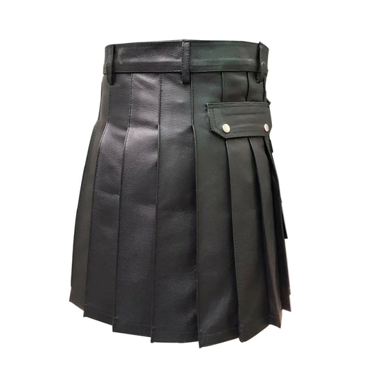 Kilt plisado de cuero genuino de vaca para hombre, estilo gladiador