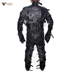 Traje de bondage para hombre, de piel negra, de alta resistencia, restrictivo, tipo catsuit con capucha, para LARP