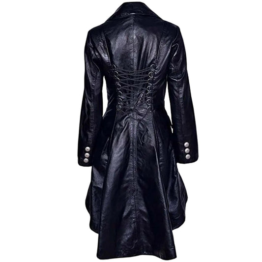 Abrigo gótico largo de piel de cordero para mujer, bonito y sexy