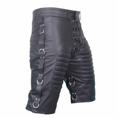 Pantalones Cortos de Cuero Genuino para Hombre, Negros, Ideales para Discoteca o BDSM