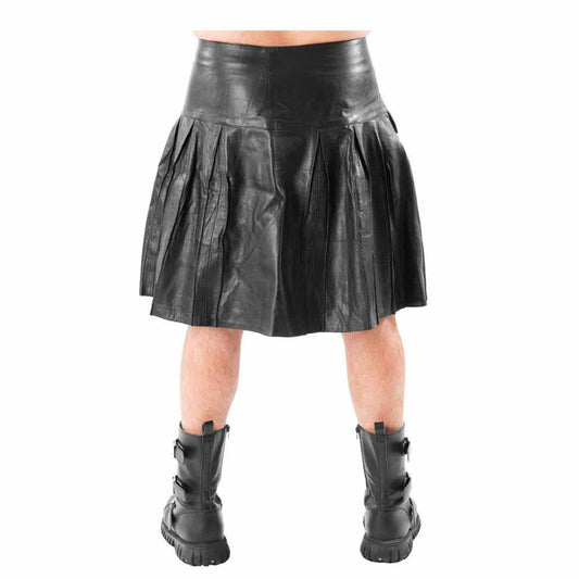 Falda escocesa de cuero para hombre, plisada, con doble hebilla, la mayoría de las tallas