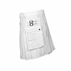 Kilt plisado gladiador de cuero de vaca BLANCO para hombre – K5 – BCO