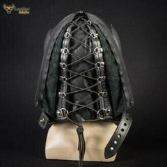 Capucha de privación sensorial para hombres BDSM de cuero suave negro acolchada unisex