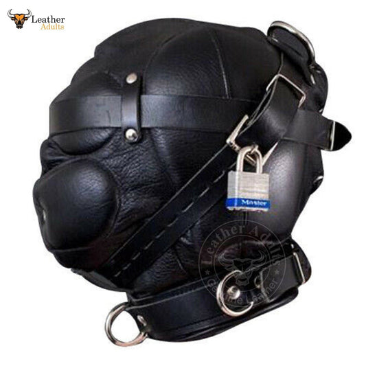 Máscara de látex 100% CUERO AUTÉNTICO CAPIROTE DE PRIVACIÓN SENSORIAL BONDAGE