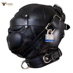 Máscara de látex 100% CUERO AUTÉNTICO CAPIROTE DE PRIVACIÓN SENSORIAL BONDAGE