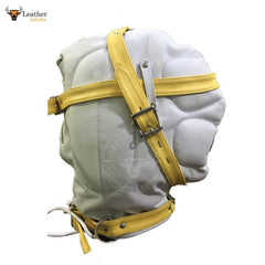 Capucha genuina de cuero blanco para privación sensorial Bondage BDSM Unisex