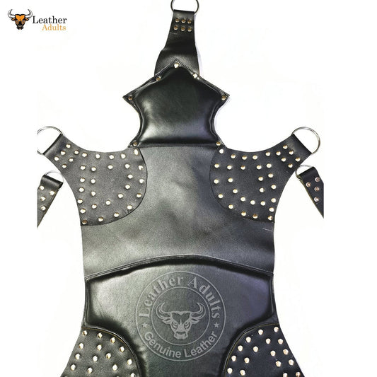 Arnés de cuero negro genuino de búfalo hecho a mano para bondage, columpio sexual BDSM de cuero resistente para juego de adultos, hamaca BDSM de cuero con estribos para las piernas