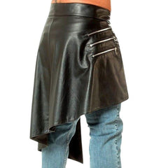 Kilt Gladiator Sexy de Cuero Genuino Negro para Hombre, Hecho a Mano, Traje Tradicional, Ropa de Club, LARP