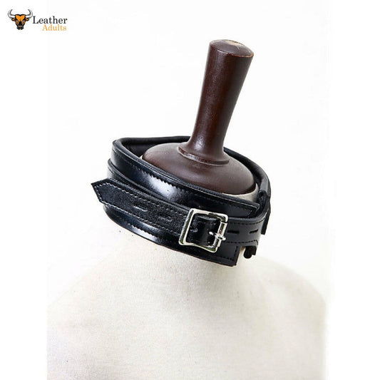 Juego de sujeción BDSM de cuero negro genuino para brazos y cuello para juegos de adultos
