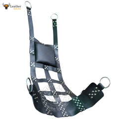 Super Premium Black Leather Web Sex Swing Sling for Adult Play